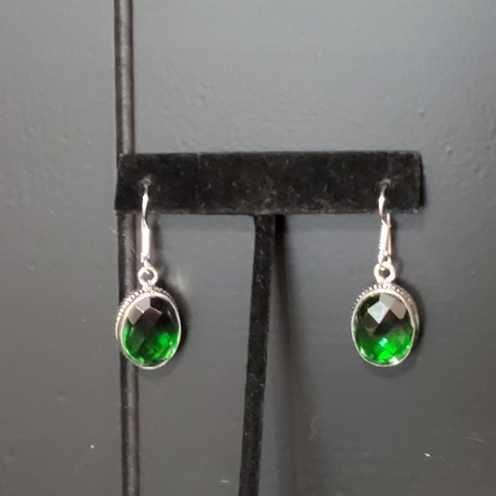 925 Sterling Bi-Color Purple Green Fluorite Earrings NWOT Artisan - Picture 8 of 14
